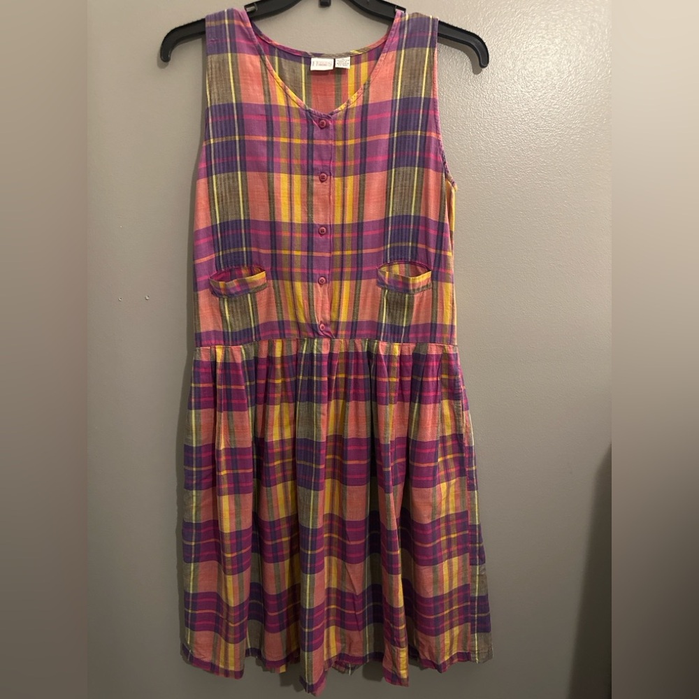 Casual Plaid Midi Dress in Berry & Mustard - Women - Picture 3 of 7